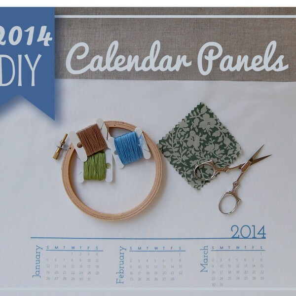 2014 Calendar, DIY Fabric Calendar Panel for hand embroidery