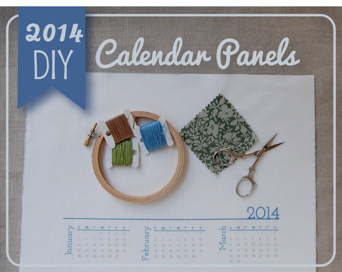 2014 Calendar DIY Fabric Calendar Panel for Hand Embroidery Etsy