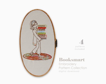 Embroidery Patterns | BOOKSMART Hand Embroidery Patterns | Embroidery Designs for Book Lovers & Book Nerds | Book Patterns for Embroidery
