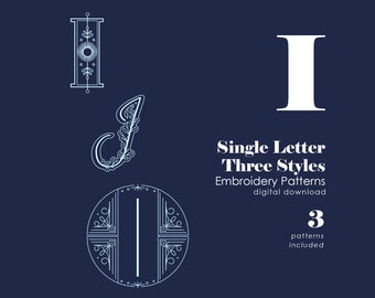 Buchstabe I Stickmuster | Art Deco, Blüten- & Sternenlicht-Designs (PDF Download)