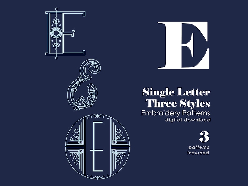 Lettering E Pattern Monogram Embroidery Patterns | Letter E Hand Embroidery Patterns ...