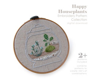 Houseplant Embroidery Patterns | Mix & Match Designs (PDF Pattern)