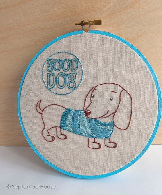 Hand Embroidery Patterns Dog Embroidery Patterns Hand Etsy