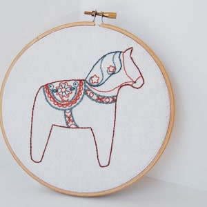 Scandinavian Embroidery Patterns Hand Embroidery Designs Beginner Embroidery PDF Download Dala Horse Pattern Nordic Embroidery image 5