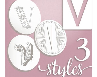 Monogram Embroidery Patterns | Letter V Hand Embroidery Pattern in 3 Styles | Initial Pattern | PDF | Alphabet Embroidery Designs |