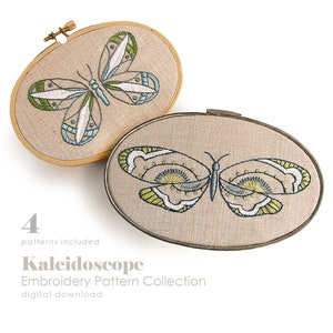 Butterfly Embroidery Designs |  | PDF Download Patterns | Hand Embroidery Patterns | KALEIDOSCOPE | Modern Embroidery | Beginner Embroidery