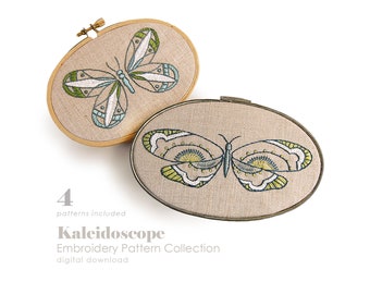 Butterfly Embroidery Designs |  | PDF Download Patterns | Hand Embroidery Patterns | KALEIDOSCOPE | Modern Embroidery | Beginner Embroidery