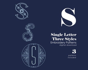 Monogram Embroidery Patterns | Letter S Hand Embroidery Patterns | Three Styles Included | Alphabet Letter Embroidery Designs | PDF