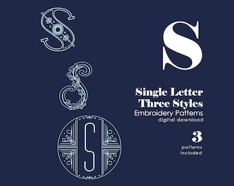 Monogram Embroidery Patterns | Letter S Hand Embroidery Patterns | Three Styles Included | Alphabet Letter Embroidery Designs | PDF