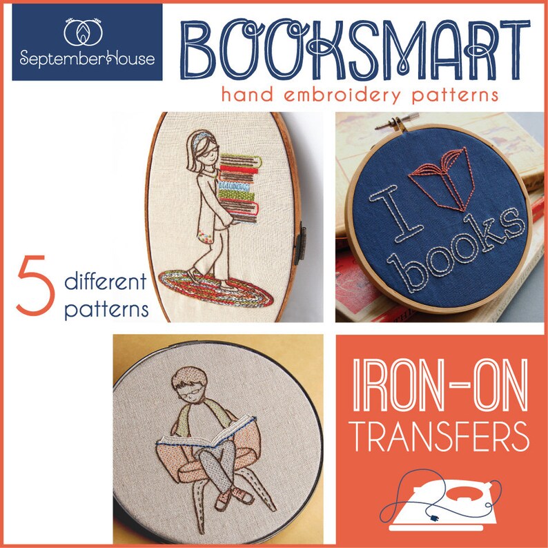 Iron On Embroidery Patterns BOOKSMART Embroidery Transfers Etsy