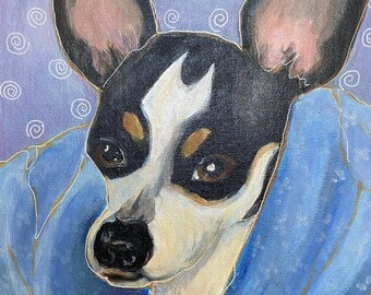 Chihuahua Dog Original Acrylic Painting 9"x12" Free shipping