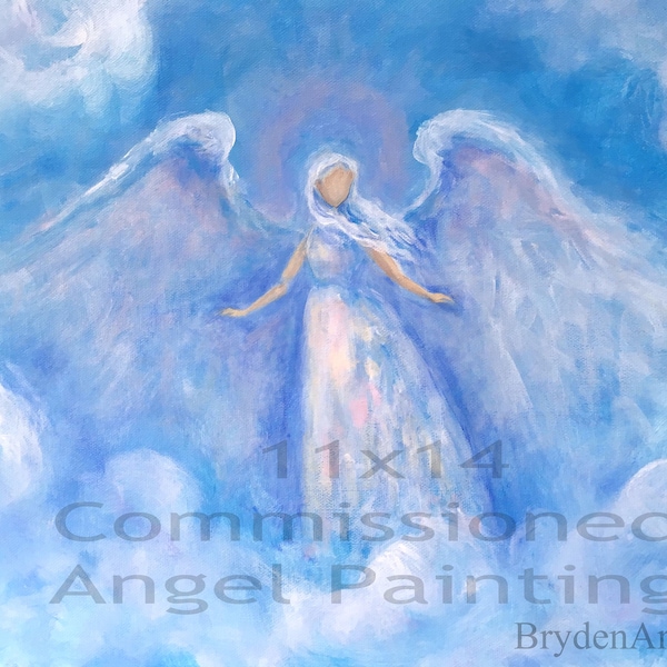 Commissioned Personal Acrylic Painting of YOUR Guardian Angel, Spiritual, Religious, Physic reading