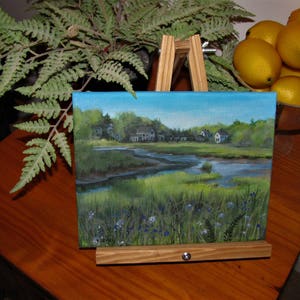 Trees Pond River Marsh Original Acrylic Landscape Painting 8x10 Free shipping image 2