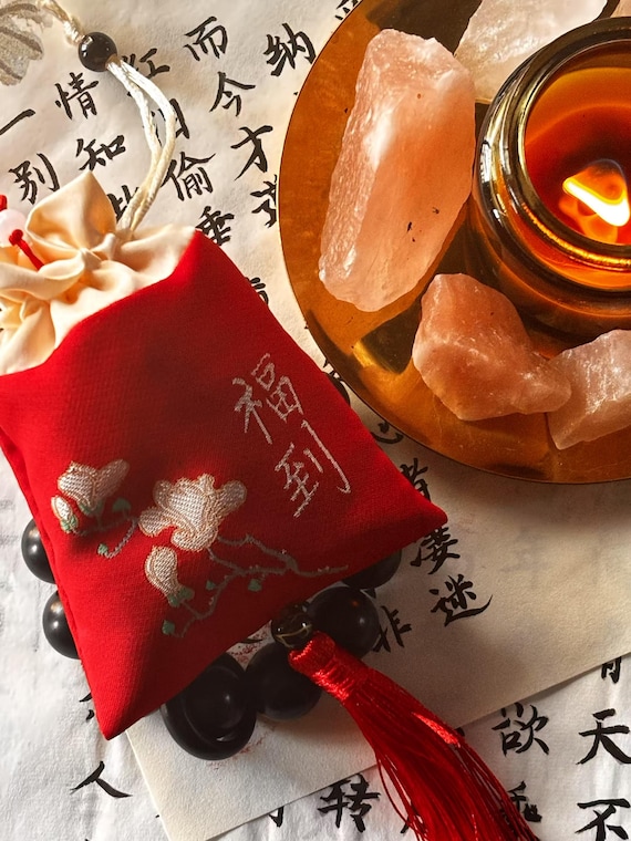 Handmade Taoist Good Luck Talisman: Blessing Charm with Sachet
