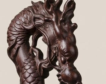 Handmade Dragon Hair Stick: Brown red wood Hair pin