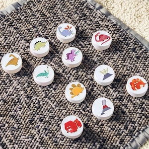 12pcs set of animal dinosaur ceramic drawer handles, children&#39;s room handles, children&#39;s room drawer dinosaur handles, wardrobe handles