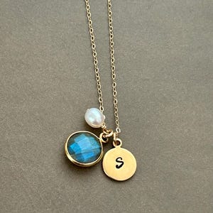 Colar Labradorita Personalizado Ouro • Carta Personalizada com Colar de Pérolas • Presente para a Mãe • Presente de Dia dos Namorados • Presente de Aniversário