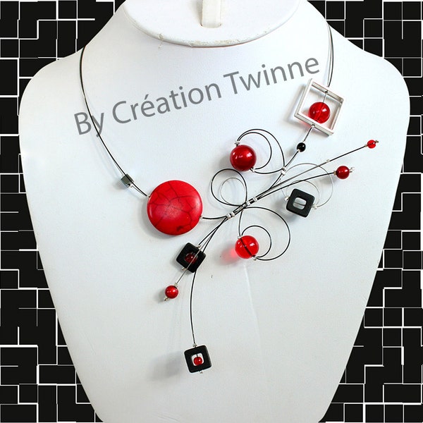 red black necklace,bridal jewelry,funky necklace ,modern jewelry, gift for her,bridesmaid gift,mothers days gifts,wedding jewelry