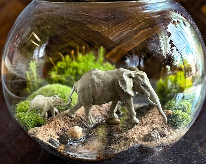 Featured listing image: Gentle Giants: African Journey Mother & Calf Elephant Terrarium