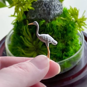 Terrarium Bird Miniatures: Hand-Painted Egret and Crane Figurines for Miniature Gardens and Bonsai image 3