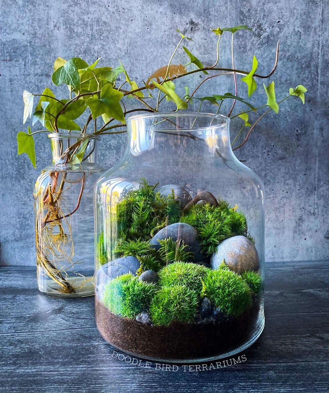 Terrarium with Garden Scene in Large Jar