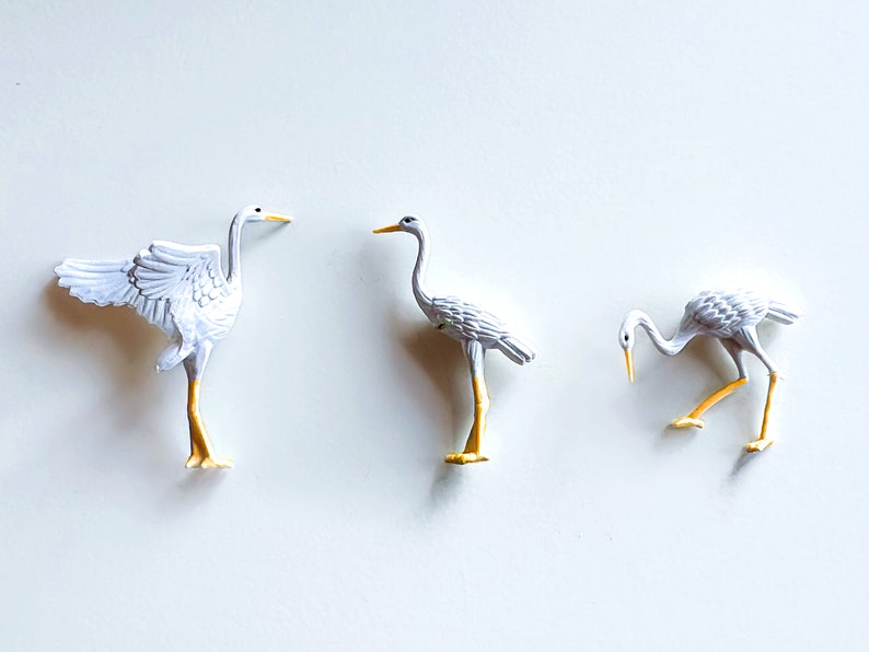Terrarium Bird Miniatures: Hand-Painted Egret and Crane Figurines for Miniature Gardens and Bonsai image 2