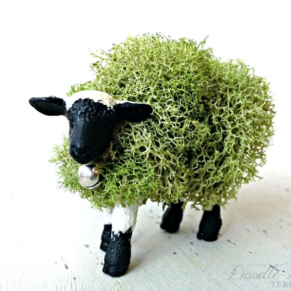 Moss Animal Topiary: Miniature Lamb Sheep Figurine