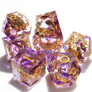 Handmade Dice, D20, DND, D6, RPG Sharp edge dice,7 pcs Polyhedral Resin Dice Set, Dungeons and Dragons
