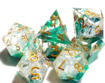 Handmade Ocean World Dice, Resin Polyhedral Dice Set for RPG Game Dungeons and Dragons, Sea Inspired Dice Set, Resin Dice Set