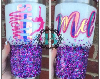 Skate Mom Custom Glitter Tumbler