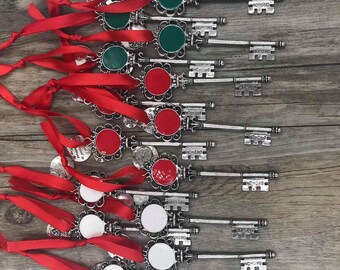 Red, White or Green Metal Santa Key