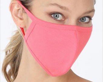 Bright Pink Cotton Face Mask