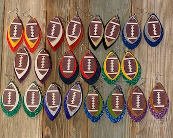 Vegan Faux Leather Football Earrings