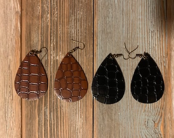 Alligator Vegan Leather Earrings