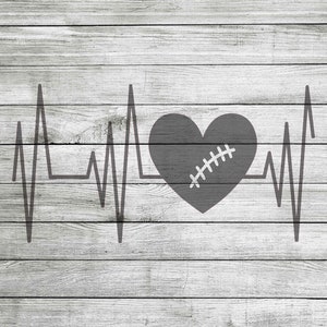Football Heart Heartbeat JPEG and SVG - Instant Download
