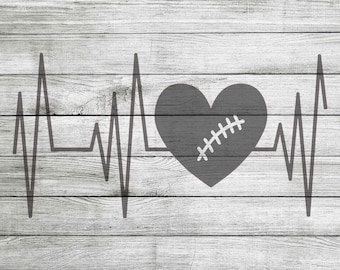 Football Heart Heartbeat JPEG and SVG - Instant Download