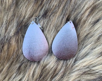 Shiny Pewter Faux Leather Earring #2