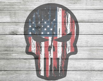 Distressed American Flag Skull JPG & PNG *Instant Download*