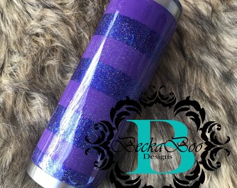 Purple Stripe 20oz Skinny Glitter Tumbler *Ready to Ship*