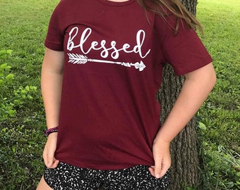 Red Wine, Royal Purple & Black Blessed Short Sleeve Shirt