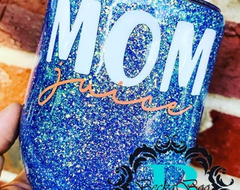 Mom Juice Blue Glitter Tumbler