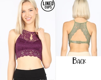 Dark Plum Stretch Lace Keyhole Bralette
