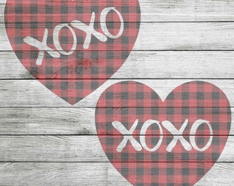 Buffalo Plaid XOXO Heart JPEG for sublimation - Instant Download