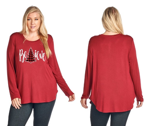 Ruby Red Believe Graphic Long Sleeve Shirt