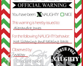 Christmas Elf Naughty Note Printable