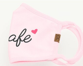 Authentic CC Beanie Face Mask - Pastel Pink "Be Safe"