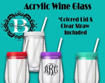 10oz Bev2Go Acrylic Wine Tumbler with Monogram