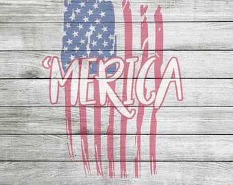 Merica with Distressed American Flag SVG, JPG & PNG *Instant Download*
