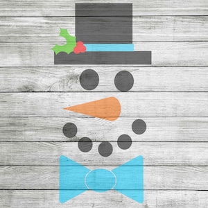 Snowman with Top Hat SVG and JPEG - Instant Download
