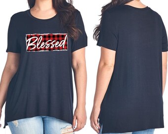 Buffalo Plaid Blessed Graphic T-Shirt
